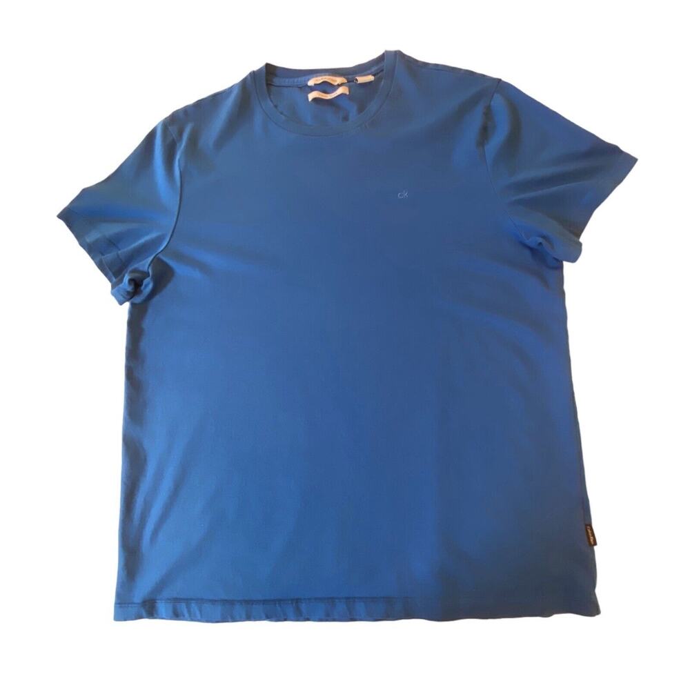 Calvin Klein Shirt Men’s Med Short Sleeve Liquid Touch Casual Crew Poseidon Blue